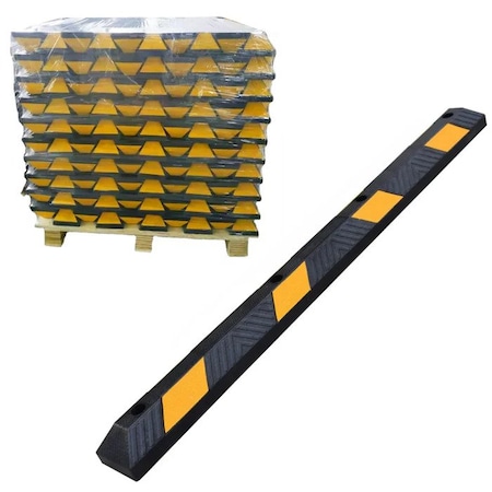 Traffic Kontrol Parking Curb Block, 100% Recycled Rubber, 4 in Height, 72 in Length, 29 lbs, 294 PK TK-PS-6-BKYW-294