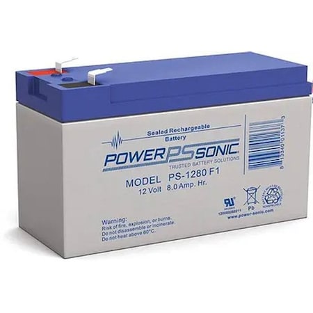 Power-Sonic 12V 8Ah F1 SLA Replacement Battery for Radionics D126 Fire Alarm PS-1280F1