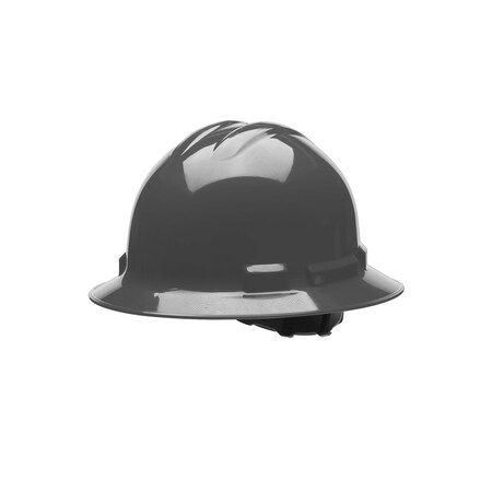 Duo Safety Hard Hat, Ratchet, 4 Point, Gray Full Brim H34R10