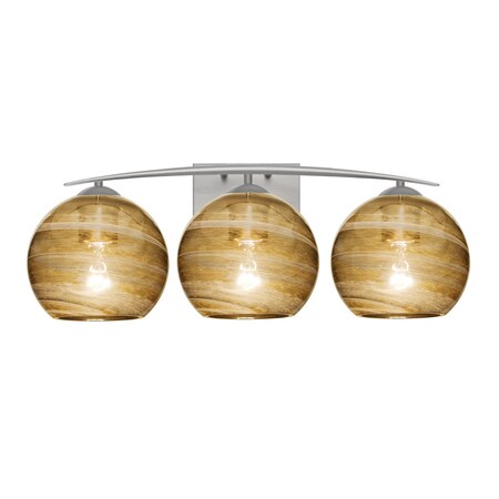 Besa Lighting Jilly Vanity, Vapor Amber, Satin Nickel Finish, 3x60W Incandescent 3WC-JILLYAM-SN