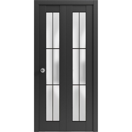 Sartodoors Sliding Closet Bi-fold Doors Planum 2122 Black Solid Core Modern Interior PLANUM2122BF-BLK-64 x 96 (2* 32x96)