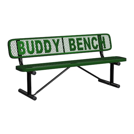 Leisure Craft 6' Personalized Standard Buddy Bench Bench With Back, Expanded Metal, Portable, Black Green PB6WBP-BLACK GREEN