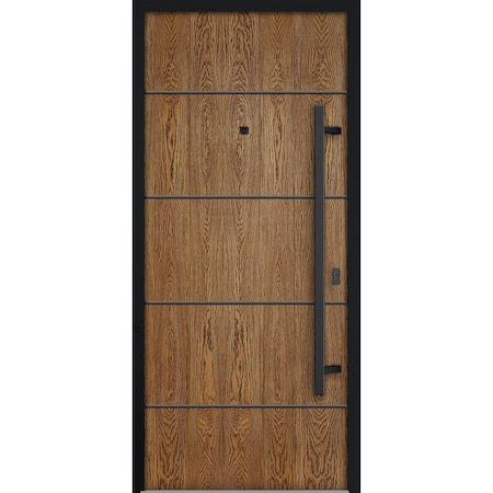 Vdomdoors Steel Door Deux 6683 Natural Oak Entry Door Painted W36xH80 Left hand Inswing DEUX6683EXD-OAK-W36 x H80-LH-I