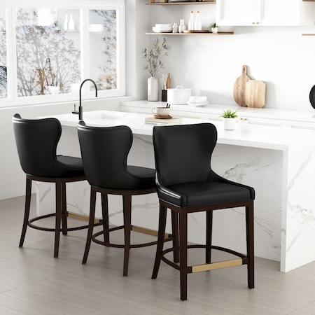 Manhattan Comfort Blair Counter Stool in Black, 3PK 3-CS020-BK