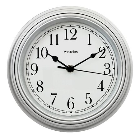 Westclox Clock, Round, Silver Frame, Plastic Clock Face, Analog 46984A