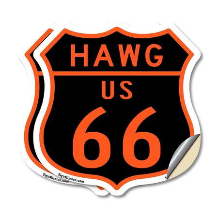 Signmission Hawg Us 66, 6 inch X 6 inch, Vinyl Decal, 2PK SHI-D-2PACK-6-478