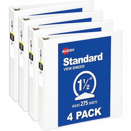 Avery Economy View 3 Ring Binders, 1.5 in, PK4 19201