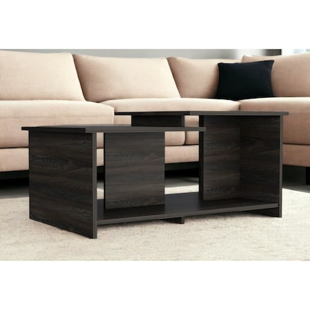 Homeroots 35" Espresso Wood Coffee Table With Shelf 535064