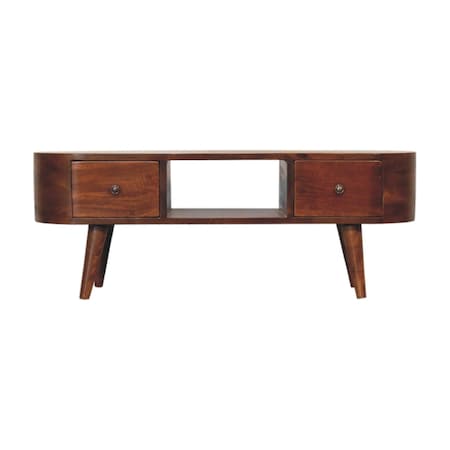 Homeroots 39in Brown Solid Wood Enclosed and Open Storage TV Stand 727852