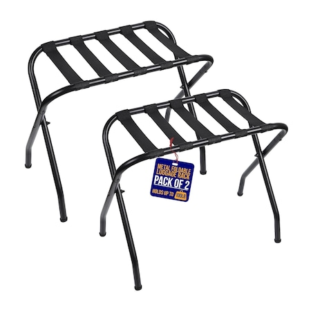 Lifemaster Metal Foldable Luggage Racks, Steel Frame, 100 lb Capacity, Black, 2PK LMLUGG2P