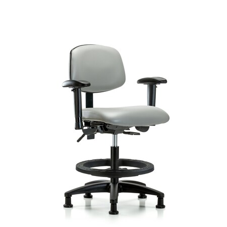Blue Ridge Ergonomics Chair, Vinyl, Med Bench, AA BF Glides, Dov, 6-Way Adjustable, 22" to 29" Height, Dove BR-VMBCH-RG-T0-A1-BF-RG-8567