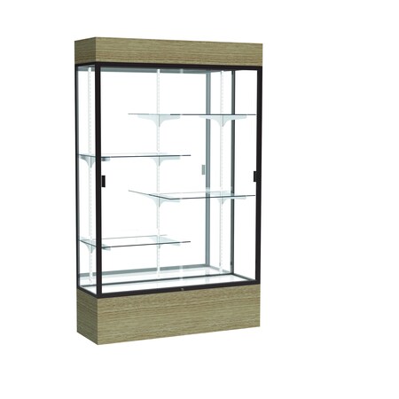 Ghent Reliant Lighted Floor Case, Mirror, Dk. Bronze, 48"Wx80"Hx16"D 2174MB-BZ-DK