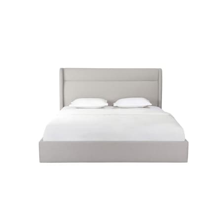 Homeroots Gray Tufted Linen Blend Upholstered King Bed Frame 606416