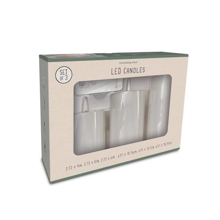 Gerson White No Scent LED Flameless Flickering Candle, 3PK 46062