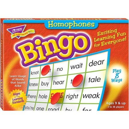 Trend Enterprises Trend Homonyms Bingo Game, Age 9 & Up, 3 to 36 Players, 1 Box 6132