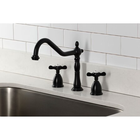Kingston Brass Double-Handle Widespread Kitchen Faucet, Matte Black KB1790BEXLS