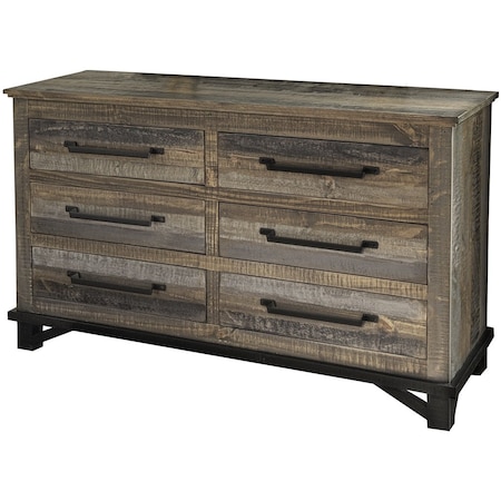 Homeroots 56" Brown Solid Wood Six Drawer Double Dresser 524558