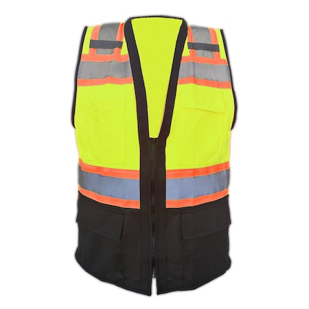 Protectx Hi Vis Green Surveyor Vest, Size S SV-120SS4-GNBK-S