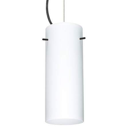 Besa Lighting Besa Stilo 10 Pendant, Opal Matte, Black Finish, 1x 9W LED 1KX-412307-LED-BK