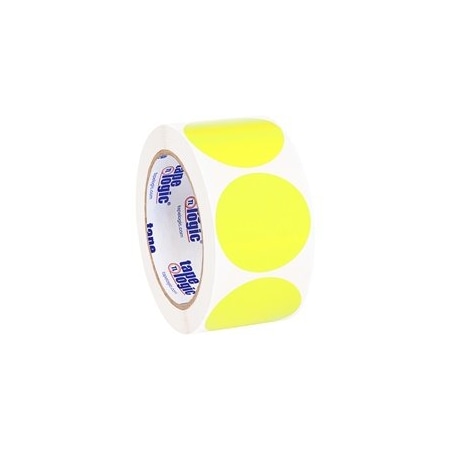 Bubblefast 2'' Circles - Fluorescent Yellow Removable Labels BFDL1390FY