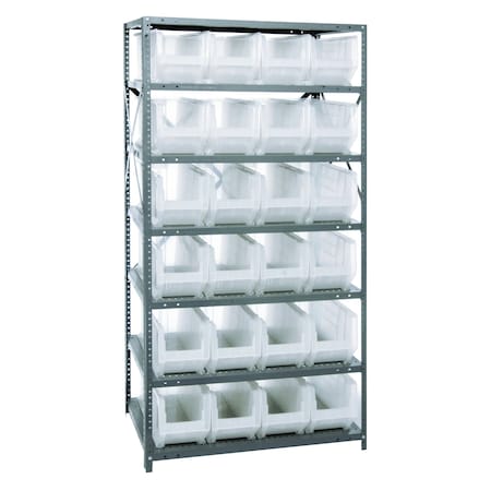 Quantum Storage Systems 7 SHELF UNIT W/24 HULK BINS CLEAR 2475-951CL