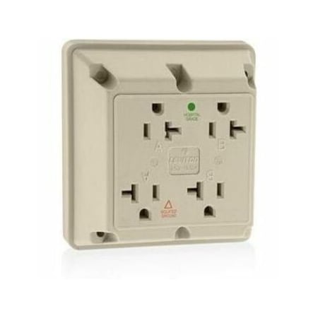 Leviton Straight Blade Receptacle, 5-20R, 20 A, 125V AC, 2 Pole, 3 Wire, Surface Mount, Isolated Ground 21254-IGI