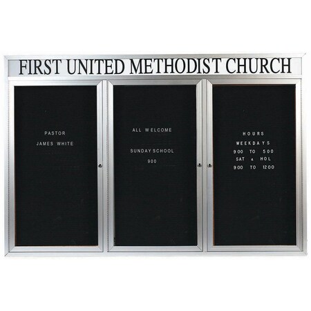 Aarco Outdoor Enclosed Directory w/ Al Frame Header, Clear Satin Anodized Finish, 48''Hx72''W OADC4872-3H