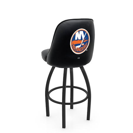 Holland Bar Stool Co Logo Grizzly New York Islanders 25 in. Swivel Counter Stool with Black Wrinkle Finish L048