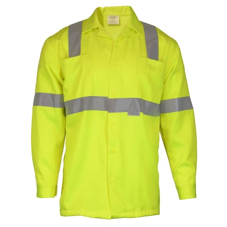 Ironwear Class 3 Hi Vis Reflective Polyester Long Sleeve Collared Work Shirt, 5X-Large 1861-L-5XL