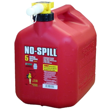 No-Spill Gas Can, Plastic, 5 gal, Thumb-Controlled Fuel Spout, 3 gal/min Flow Rate, Red, Gasoline, 1450 1460