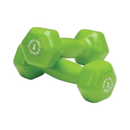 Body-Solid 3 lbs Vinyl Dumbell, Green - Pair BSTVD3PR