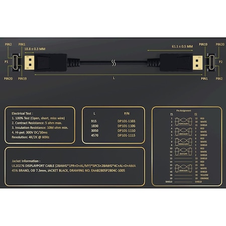 Sanoxy 15ft Gold Plated Premium DisplayPort 1.2 to 4K HDMI Male to Male Cable SNX-CBL-LDR-DP103-1115