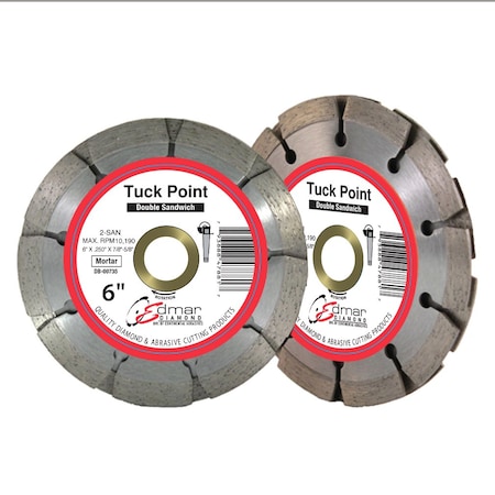 Continental Abrasives 5in x .250in x 7/8in-5/8in Pro Laser Welded Sandwich 2 Blade Diamond Tuck Pointing Blade DB-00728