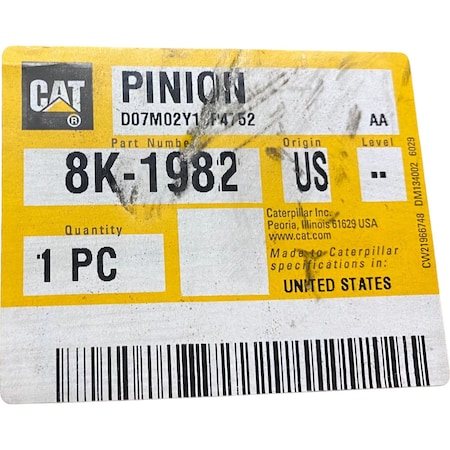 Caterpillar PINION, CATERPILLAR OEM 8K1982 8K1982
