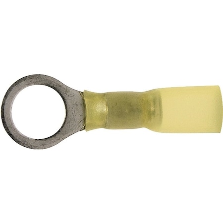 Calterm Ring Terminal, 12 to 10 AWG Wire, Copper Contact, Yellow 65726