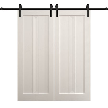 Sartodoors Modern Double Barn Door 48 x 96 inches, Ego 5006 Painted White Oak, 13FT Rail Track Set, Solid Pa EGO5006DB-PWO-4896