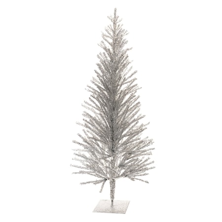 Homeroots 4' Silver Tinsel Sparse Pine Christmas Tree 633717