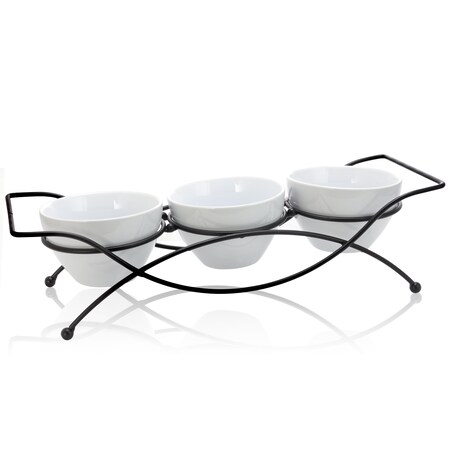 Gibson Elite Gibson Splendid Grace 4 pc Serving Set with Metal Rack in White 92604.04