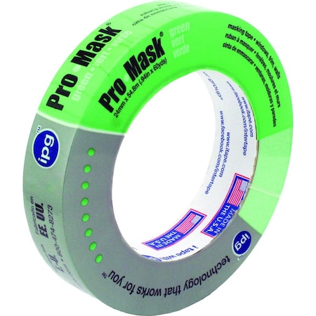 Ipg Masking Tape, 60 yd L, 0.94 in W, Crepe Paper Backing, Light Green 5803-1