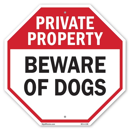 Signmission Private Property Beware of Dogs, 6 Inch X 6 Inch, Plastic Sign OC-P-6-138