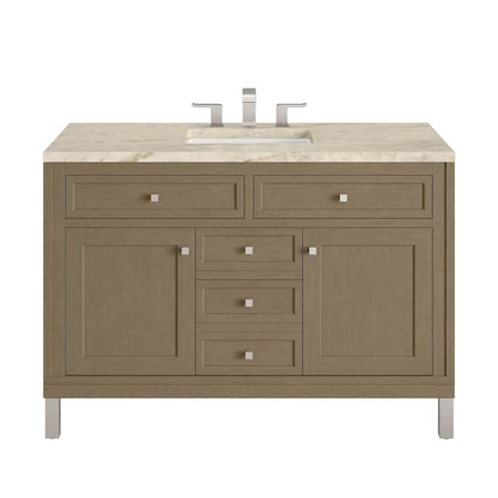 James Martin Vanities Chicago 48" Single Vanity, Walnut Whisper, w/ 3 CM Tajnar Eclos Top 503-V48-WLW-3TJR