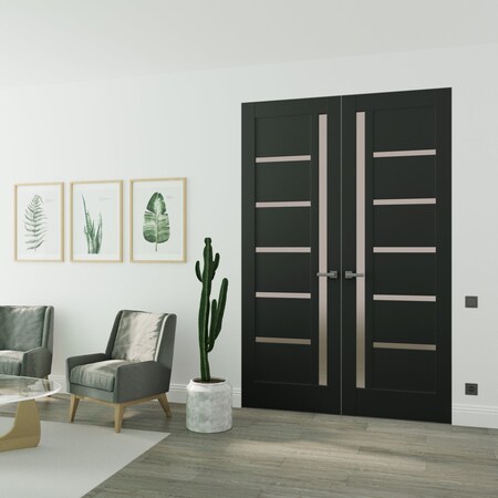 Sartodoors Hidden Double Doors Black 48x84 (2* 24x84) Solid Core Modern Interior QUADRO4088DMF-BLK-48x84-LH-I