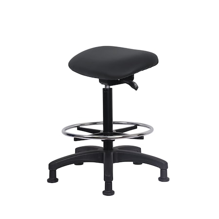 Blue Ridge Ergonomics Vinyl Sit-Stand-Standing Height with Chrome Foot Ring Stat Glides in Charcoal Trailblazer Vinyl VSTSS-RG-CF-RG-8605