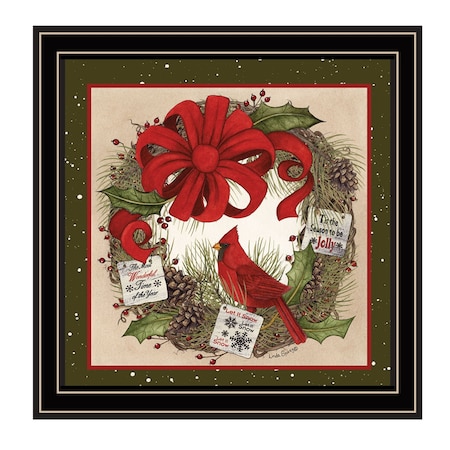 Homeroots Cardinal Wreath Black Framed Wall Art 572021