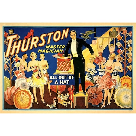 Homeroots Thurston Out Of A Hat Vintage Magic Unframed Print Wall Art 393378