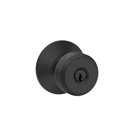 Schlage Residential Bowery Knob Keyed Entry Lock C Keyway with 16211 Latch and 10063 Strike Matte Black Finish F51ABWE622