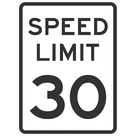 Speed Limit 30 MPH, 18x24, High Intensity Prismatic, White