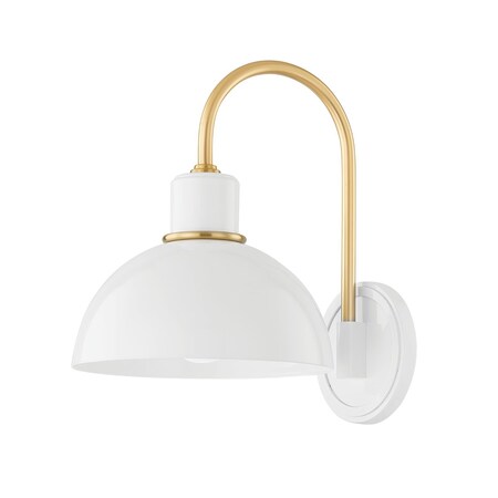 Mitzi Zio & Sons X Camille 1 Light Wall Sconce 5 In. Aged Brass/Glossy White H769101-AGB/GWH