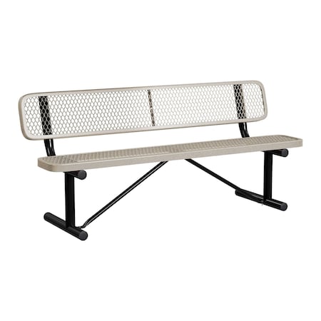 Leisure Craft Bench/Back, Portable, 6ft., Sandstone B6WBP-SANDSTONE
