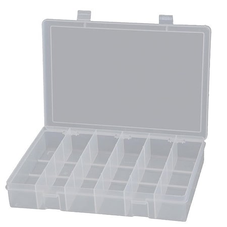 Durham Mfg Compartment Box with 6 compartments, Plastic, 2 5/16 in H x 13-1/8 in W LP6-CLEAR